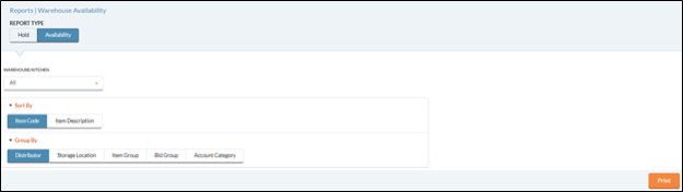warehouse availability report screen
